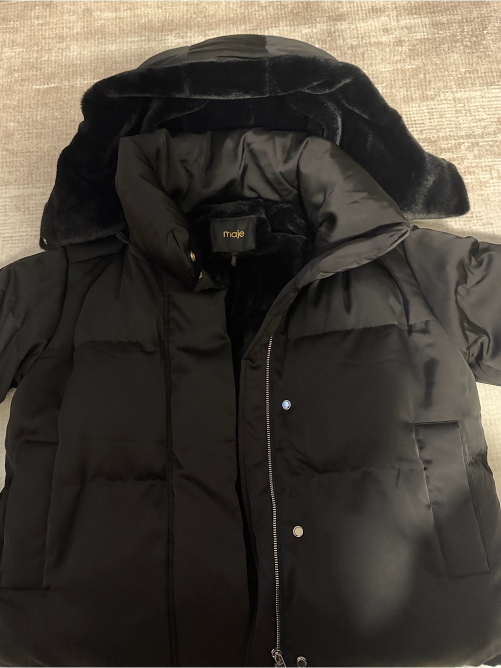 Maje Black Quilted Puffer Jacket with High Collar - Picture 5 of 5